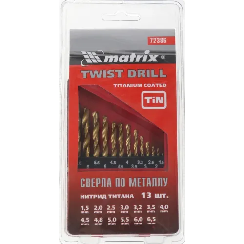 Набор сверл по металлу MATRIX НSS 13пр (72386)