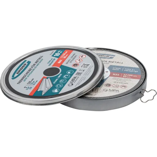Круг отрезной GROSS 125х1,0 в метал.банке, 10 шт. (743680)
