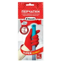 Перчатки латекс Komfi Сверхпрочные бело-красные XL