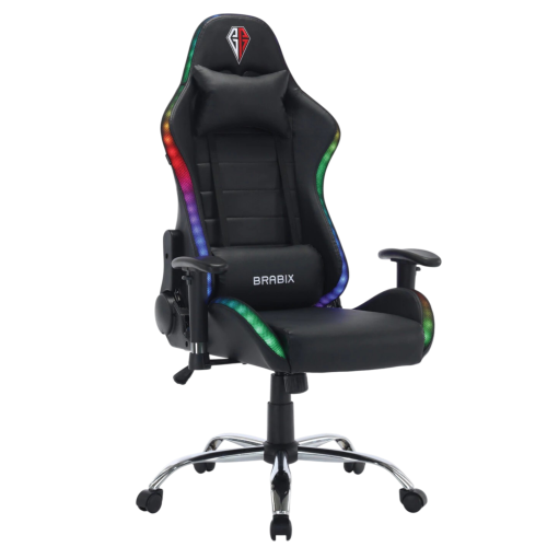 Кресло игровое BRABIX Lumen GM-150 RGB подсветка черный