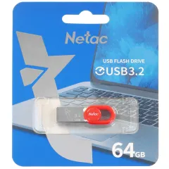 Карта USB3.0 64 GB NETAC NT03UM2N-064G-32RE серебристый/красный 
