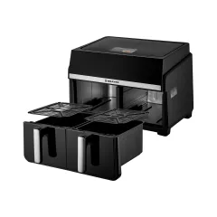 Аэрогриль BRAYER BR2050, 10 л., 2 чаши, черный/сталь