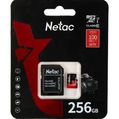 Карта micro-SD 256 GB Netac U3 P500 Extreme Pro NT02P500PRO-256G-R + адаптер