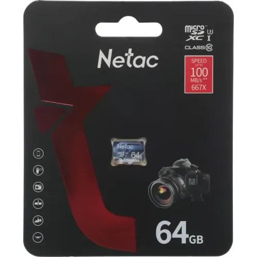 Карта micro-SD 64 GB Netac NT02P500ULT-064G-S P500 Ultra w/o adapter