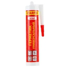 Герметик STARFIX SM-77768 силиконовый, универсальный, белый, 300 мл