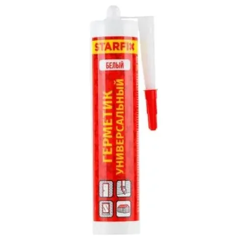 Герметик STARFIX SM-77768 силиконовый, универсальный, белый, 300 мл