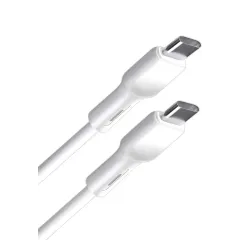Кабель USB 3.0  Type-C to Type-C 1 м Borasco 3A 65W PD Silicone усиленный белый (52588)