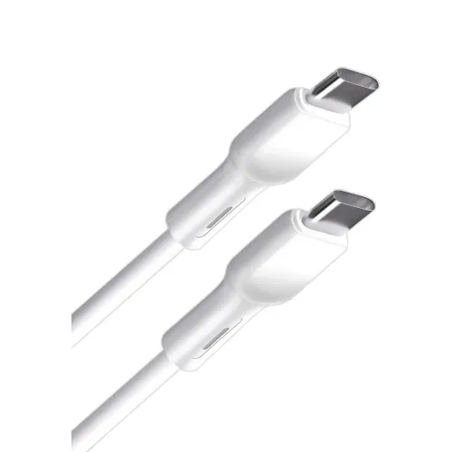 Кабель USB 3.0  Type-C to Type-C 1 м Borasco 3A 65W PD Silicone усиленный белый (52588)