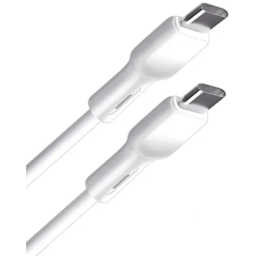 Кабель USB 3.0  Type-C to Type-C 2 м Borasco 3A 65W PD Silicone усиленный белый (52589)