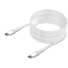 Кабель USB 3.0  Type-C to Type-C 2 м Borasco 3A 65W PD Silicone усиленный белый (52589)