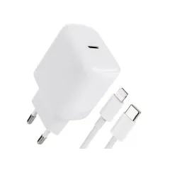 СЗУ WALKER 3А WH-39 25Вт, Type-C, поддержка PD + кабель для Lightning белое