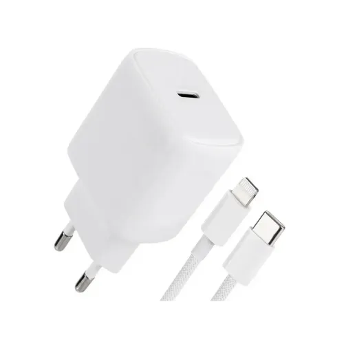 СЗУ WALKER 3А WH-39 25Вт, Type-C, поддержка PD + кабель для Lightning белое
