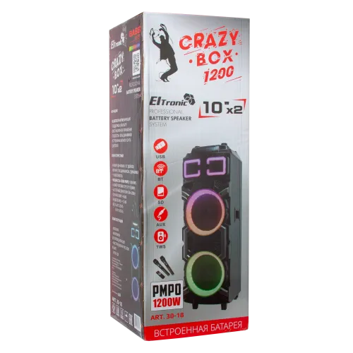Акустика портативная ELTRONIC 30-18 CRAZY BOX 1200 черный