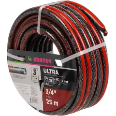 Шланг поливочный GRANDY Ultra 3/4'', 25 м, 3 слоя, армированный, AGL063425-G (205449)