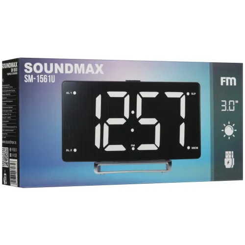 Радиочасы SOUNDMAX SM-1561U черный белый