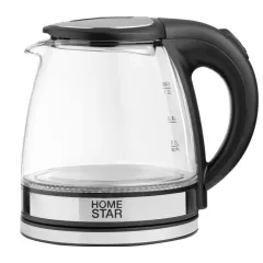 Чайник эл. HOMESTAR HS-1052 (106462) стекло., 1,2 л., нерж./черный