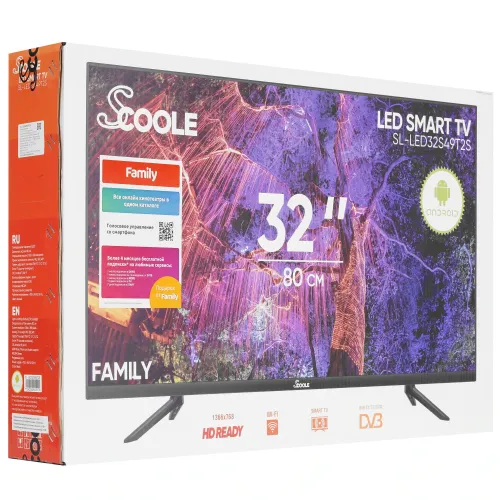 Телевизор 32" SCOOLE SL-LED32S49T2S SMART TV 