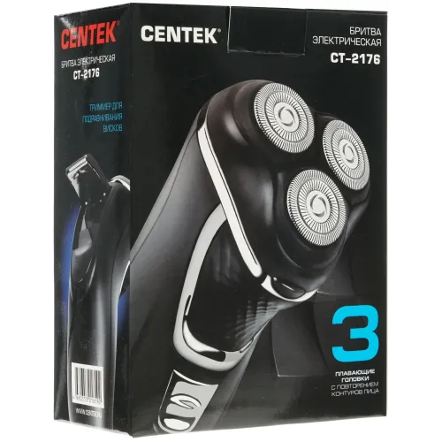 Бритва CENTEK CT-2176 черный/хром (сет/акб)