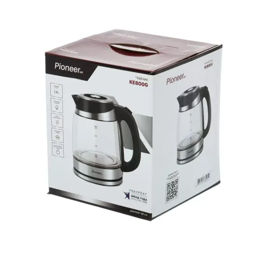 Чайник эл. PIONEER KE800G стекло/нерж/черный