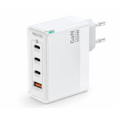 СЗУ WALKER 3.25А WH-48 GaN, 3.25А, 100Вт, USB/Type-Cx3, поддержка QC+PD, белое