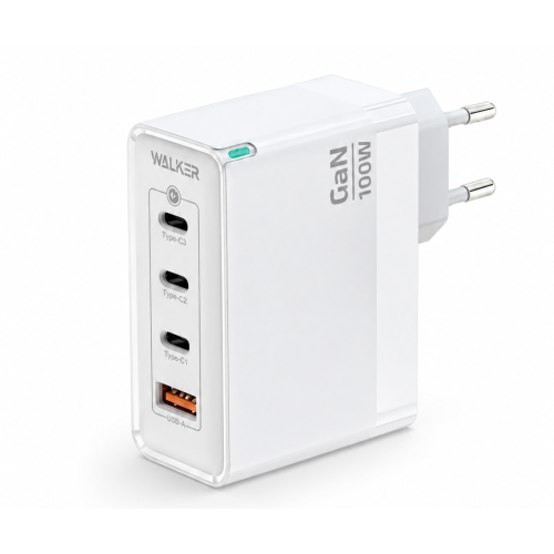 СЗУ WALKER 3.25А WH-48 GaN, 3.25А, 100Вт, USB/Type-Cx3, поддержка QC+PD, белое