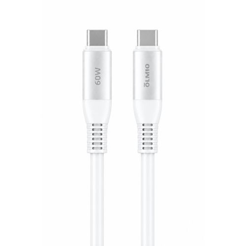 Кабель USB 3.0 Type-C - Type-C 1,2 м OLMIO 3A 60W PD Shield усиленный белый