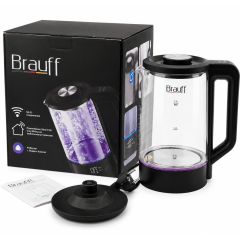 Чайник эл. умный BRAUFF BRF-9294, WIFI, работает с Алисой, 2 л., стекло/черный