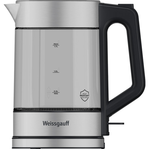 Чайник эл. Weissgauff WK 1720 EcoGlass Inox, нерж./стекло/черный