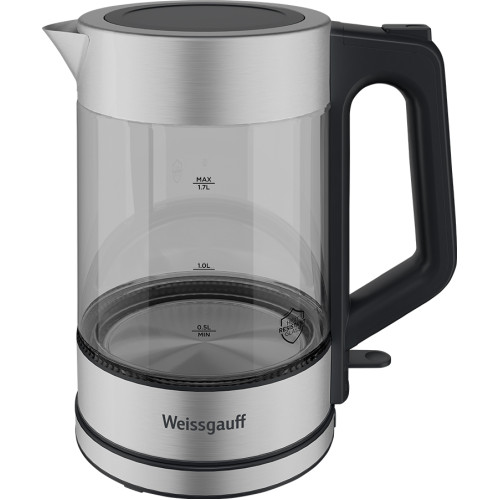 Чайник эл. Weissgauff WK 1720 EcoGlass Inox, нерж./стекло/черный