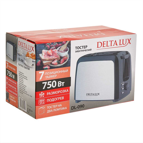 Тостер DELTA LUX DL-090 черный/сталь