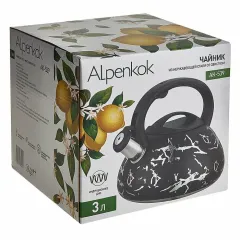 Чайник со свистком ALPENKOK AK-539, черный/серебро, 3 л.