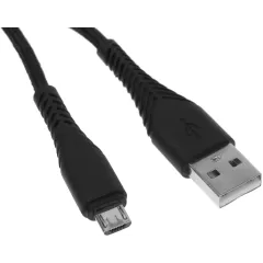 Кабель USB 3.0 A вилка - microUSB 1 м Borasco 3А Fishbone усиленный черный