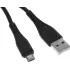 Кабель USB 3.0 A вилка - microUSB 1 м Borasco 3А Fishbone усиленный черный