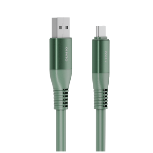 Кабель USB 2.0 A вилка - Type C 1.2 м Olmio 6A 66W PD Shield усиленный темно-зеленый