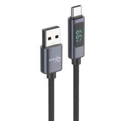 Кабель USB 3.0 A вилка - Type C 1 м  Vixion VX-23c PRO 2.4A черный