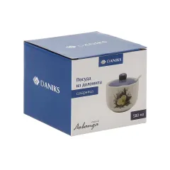 Сахарница доломит Daniks, Лаванда, с ложкой, 500 мл. (498912)