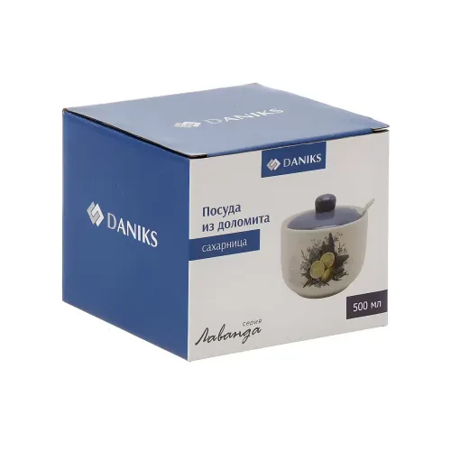 Сахарница доломит Daniks, Лаванда, с ложкой, 500 мл. (498912)