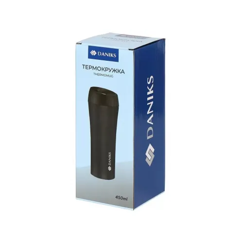Термокружка DANIKS, нерж., 450 мл., черная (SL-NT015-soft-black)(430662)