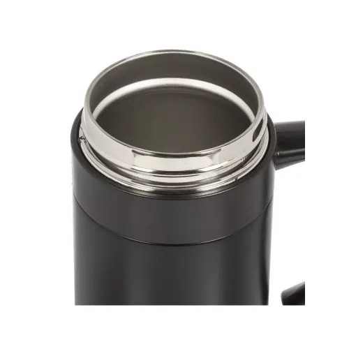 Термокружка DANIKS, нерж./пласт., 400 мл., ручка, черная (XYG-003-black)(459433)
