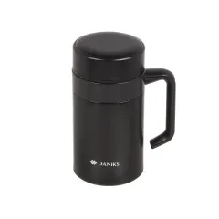 Термокружка DANIKS, нерж./пласт., 400 мл., ручка, черная (XYG-003-black)(459433)