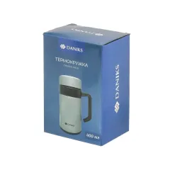 Термокружка DANIKS, нерж./пласт., 400 мл., ручка, черная (XYG-003-black)(459433)