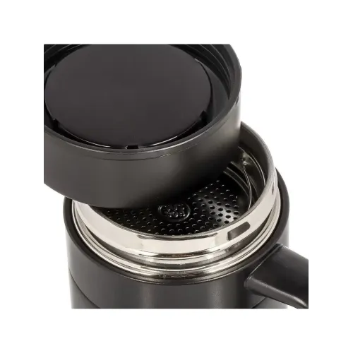 Термокружка DANIKS, нерж./пласт., 400 мл., ручка, черная (XYG-003-black)(459433)