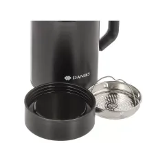 Термокружка DANIKS, нерж./пласт., 400 мл., ручка, черная (XYG-003-black)(459433)
