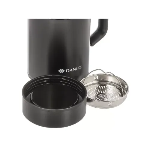 Термокружка DANIKS, нерж./пласт., 400 мл., ручка, черная (XYG-003-black)(459433)