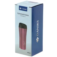 Термокружка DANIKS, нерж./пласт., 450 мл., розовая (SL-NT015-18-2328)(508181)