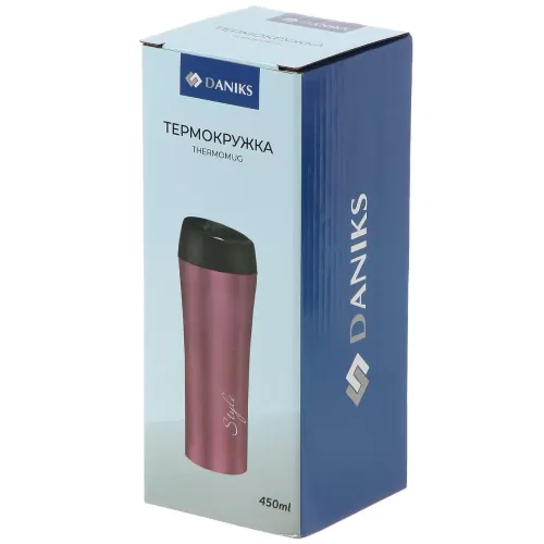Термокружка DANIKS, нерж./пласт., 450 мл., розовая (SL-NT015-18-2328)(508181)