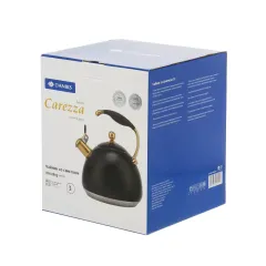 Чайник со свистком Daniks WT-T1054-BLK Carezza, индукция, черн../золот., 3 л.(516957)