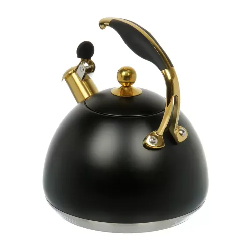 Чайник со свистком Daniks WT-T1054-BLK Carezza, индукция, черн../золот., 3 л.(516957)