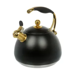 Чайник со свистком Daniks WT-T1054-BLK Carezza, индукция, черн../золот., 3 л.(516957)