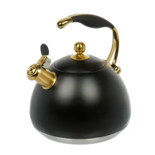 Чайник со свистком Daniks WT-T1054-BLK Carezza, индукция, черн../золот., 3 л.(516957)